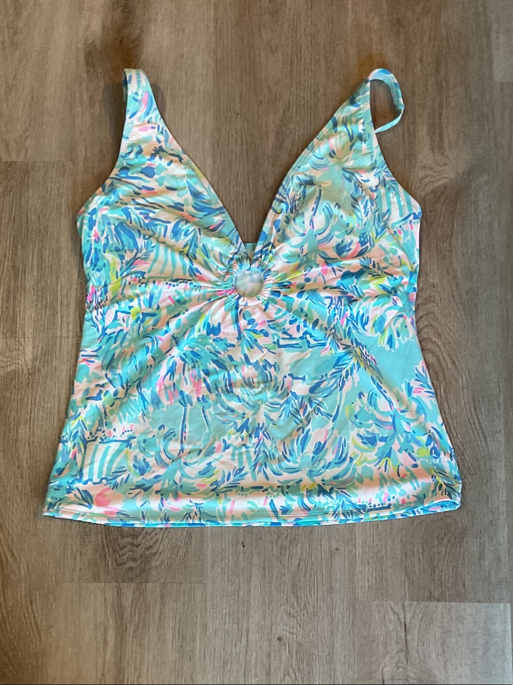 Lilly Pulitzer Tankini swim top size 16 blue palm print